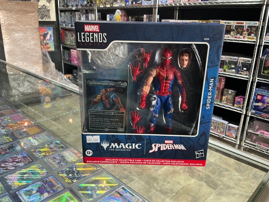 Marvel legends series magic gathering x Spider-Man action, figure and card