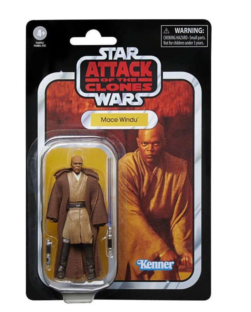 Star Wars The Vintage Collection Mace Windu Toy VC35, 3.75-Inch-Scale Star Wars: Attack of the Clones Action Figure Toy