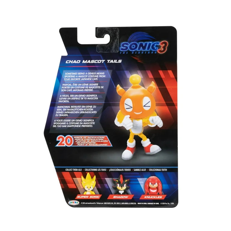 Sonic The Hedgehog 3 Movie 5 inch Chao Mascot Tails Action Figure 20 Points of Articulation