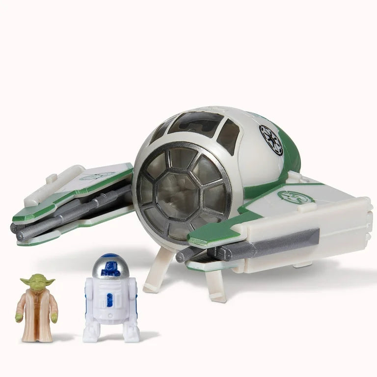STAR WARS Micro Galaxy Squadron Yoda's Jedi Starfighter - 3 inch Light Armor Class Vehicle with 1 inch Yoda and R2-D2 Micro Figure Accessories