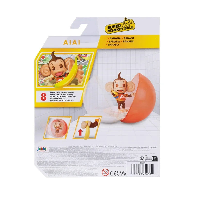 Sega 4 inch Tall Action Figure Monkey Ball AiAi with 22 Points of Articulation 