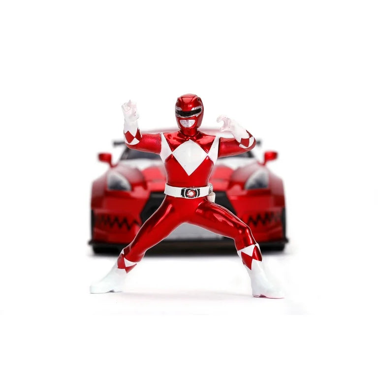 2009 Nissan GT-R (R35) Candy Red and Red Ranger Diecast Figurine "Power Rangers" 1/24 Diecast Model Car by Jada