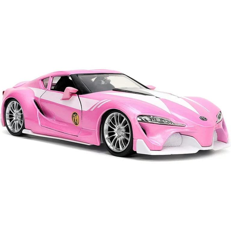 Toyota FT-1 Concept Pink Metallic and Pink Ranger Diecast Figurine "Power Rangers" "Hollywood Rides" Series 1/32 Diecast Model Car by Jada