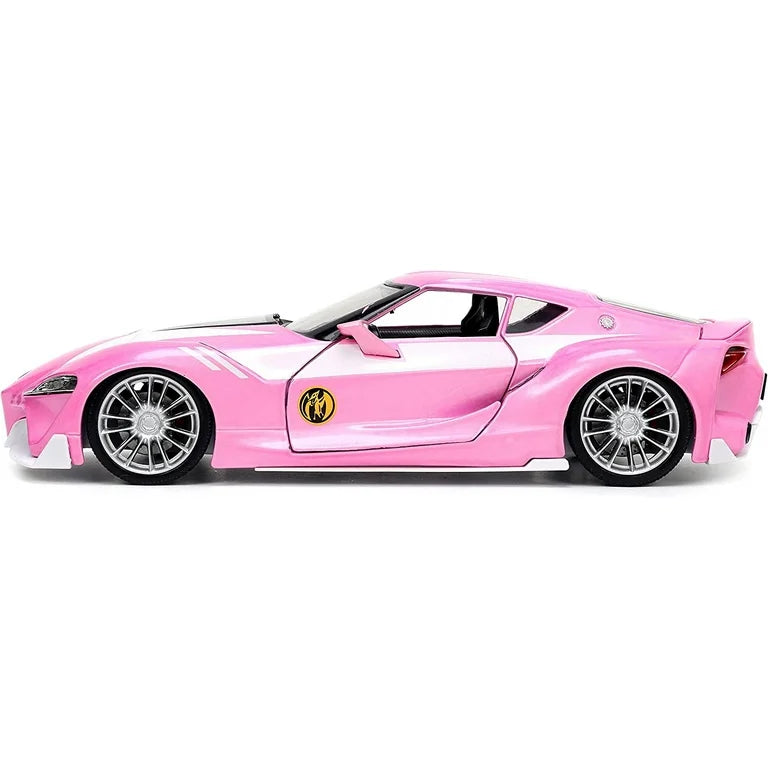 Toyota FT-1 Concept Pink Metallic and Pink Ranger Diecast Figurine "Power Rangers" "Hollywood Rides" Series 1/32 Diecast Model Car by Jada