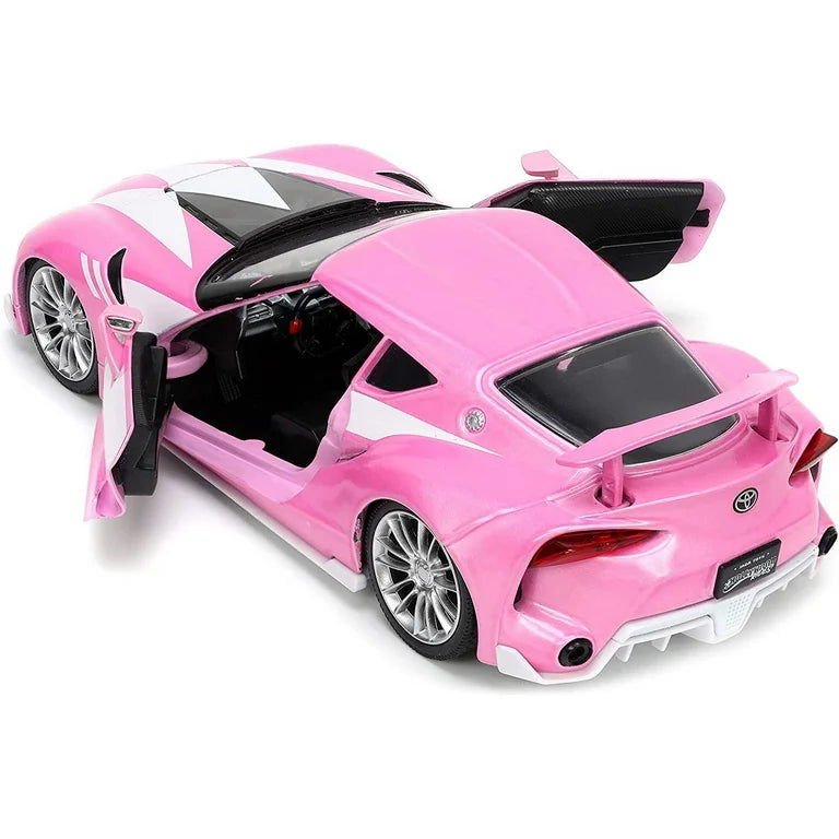 Toyota FT-1 Concept Pink Metallic and Pink Ranger Diecast Figurine "Power Rangers" "Hollywood Rides" Series 1/32 Diecast Model Car by Jada