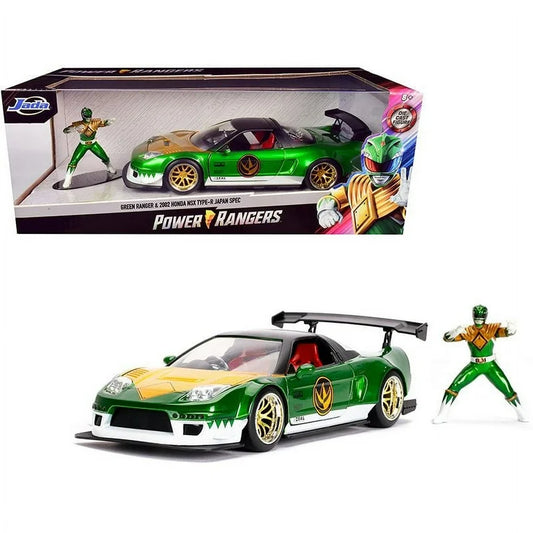  2002 Honda NSX Type-R Japan Spec and Green Ranger Diecast Figurine "Power Rangers" 1/24 Diecast Model Car by Jada