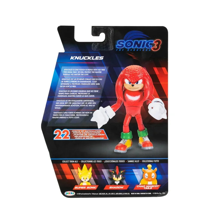 Sonic The Hedgehog 3 Movie 5 inch Knuckles Action Figure 20 Points of Articulation
