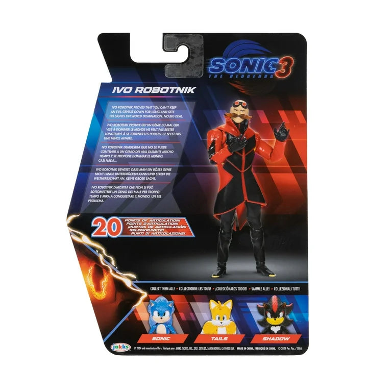Sonic The Hedgehog 3 Movie 5 inch Ivo Robotnik Action Figure 20 Points of Articulation