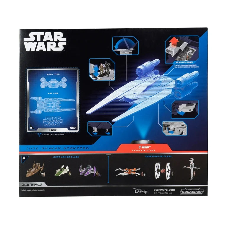 Star Wars Micro Galaxy Squadron U-wing Starfighter - 12 inch Vehicle with Foldout Wings, Troop Bay, Sniper Gun, and Three 1 inch Figure Accessories