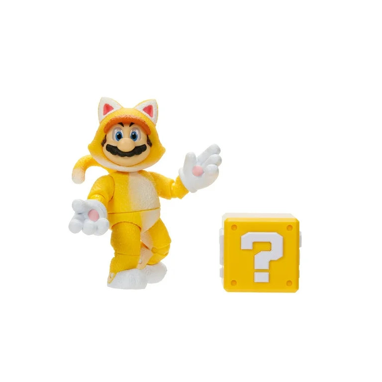 Super Mario Bros Movie 5 Inch Cat Mario Action Figure with Question Box Accessory