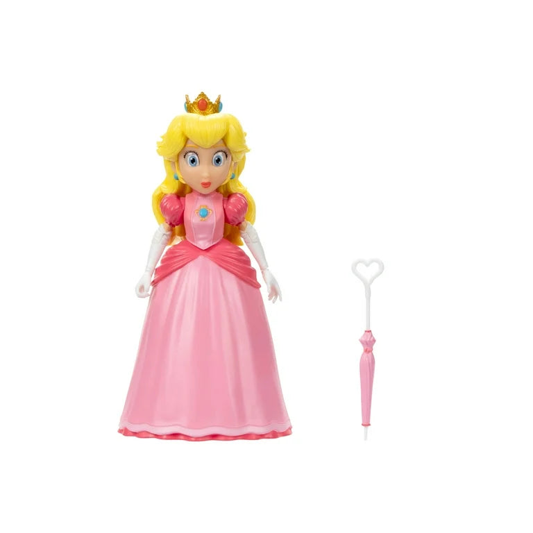 Nintendo Super Mario Movie 5 inch Princess Peach Action Figure with Umbrella Accessory