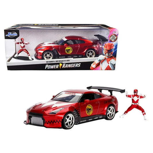 2009 Nissan GT-R (R35) Candy Red and Red Ranger Diecast Figurine "Power Rangers" 1/24 Diecast Model Car by Jada