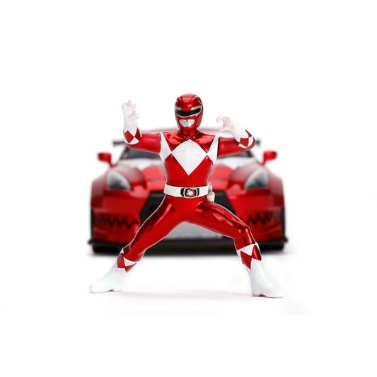 2009 Nissan GT-R (R35) Candy Red and Red Ranger Diecast Figurine "Power Rangers" 1/24 Diecast Model Car by Jada