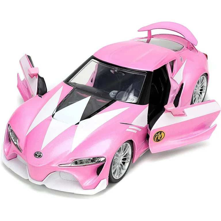 Toyota FT-1 Concept Pink Metallic and Pink Ranger Diecast Figurine "Power Rangers" "Hollywood Rides" Series 1/32 Diecast Model Car by Jada