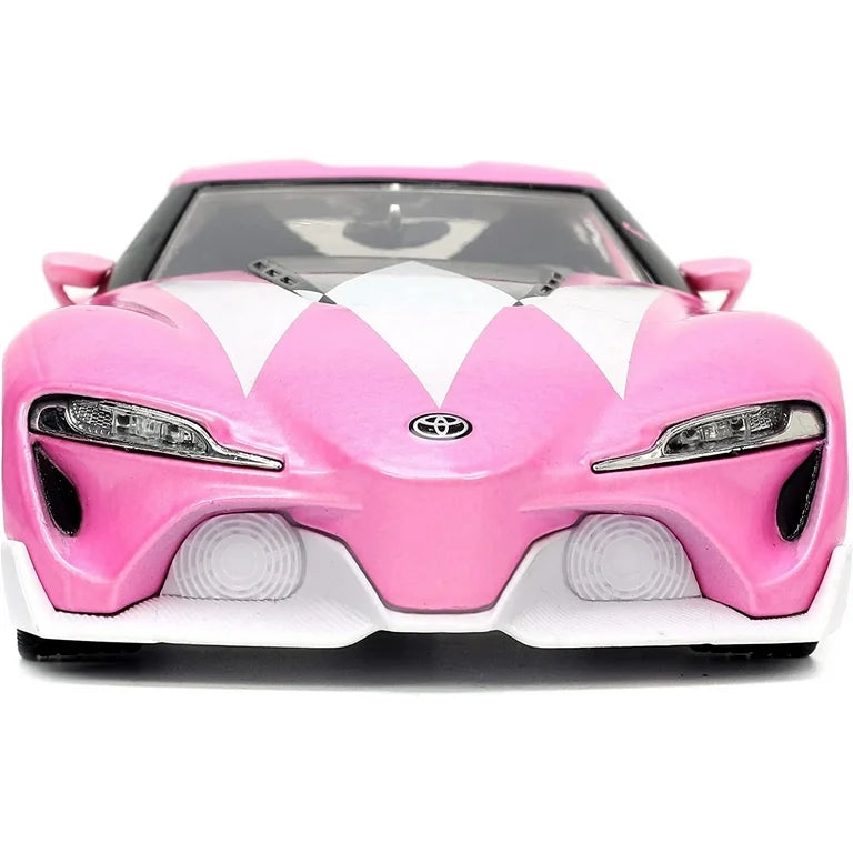 Toyota FT-1 Concept Pink Metallic and Pink Ranger Diecast Figurine "Power Rangers" "Hollywood Rides" Series 1/32 Diecast Model Car by Jada