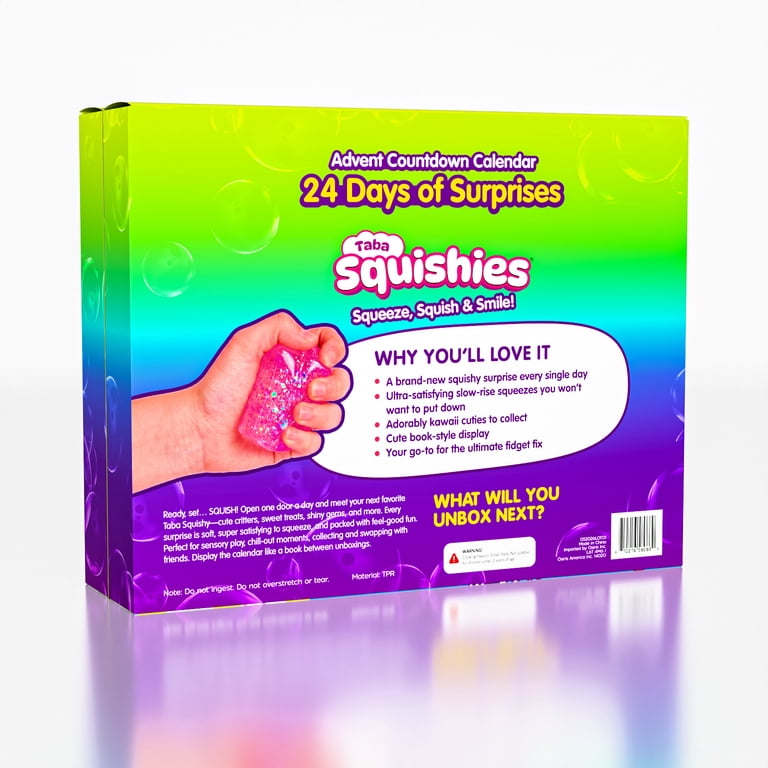 Taba Squishies 24-Day Countdown Calendar, 24-Piece Toy Advent Calendar