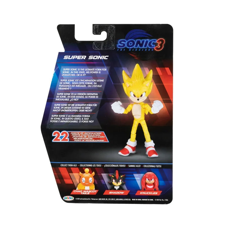 Sonic The Hedgehog 3 Movie 5 inch Super Sonic Action Figure 20 Points of Articulation