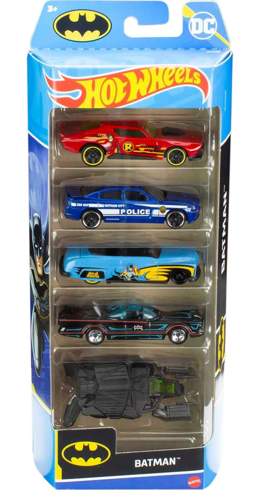 Hot Wheels Batman 5-Pack, Set of 5 Batman-Themed Toy Cars in 1:64 Scale (Styles May Vary)