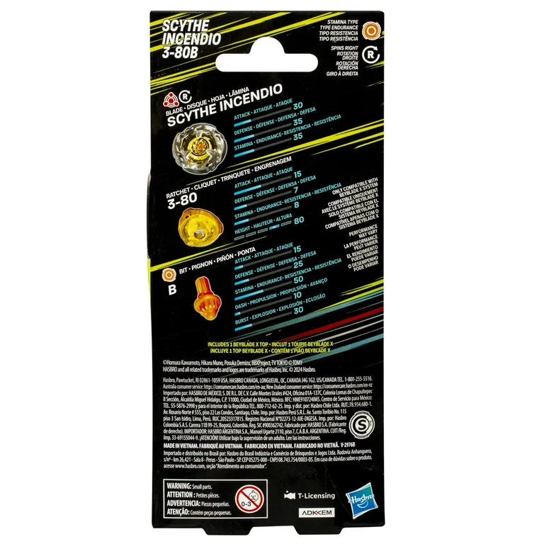 Beyblade x scythe incendio 3-80b
