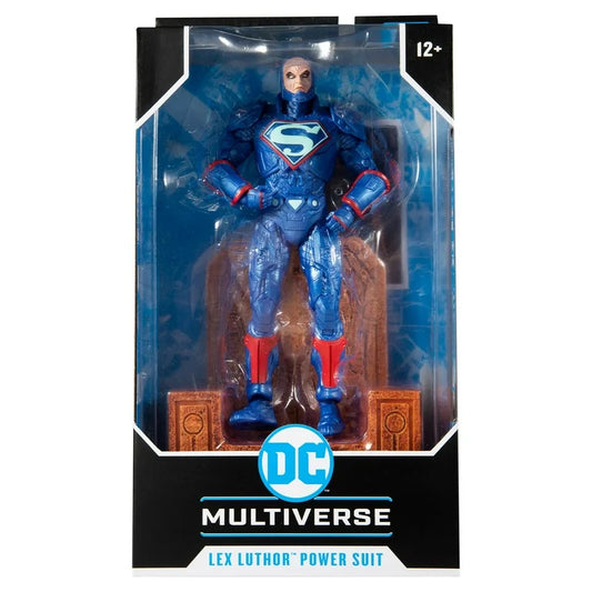 McFarlane Toys DC Multiverse - Lex Luthor in Power Suit - Blue Suit with Throne Action Figure Set, 4 Pieces