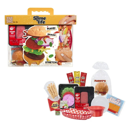 Slime Life Cheeseburger DIY Slime Kit, Make, Smash, and Stretch Your Food, Ages 8+