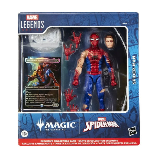 Marvel Legends Series Magic: The Gathering Battle-Damaged Spider-Man, 6" Action Figure plus Exclusive Foil Trading Card