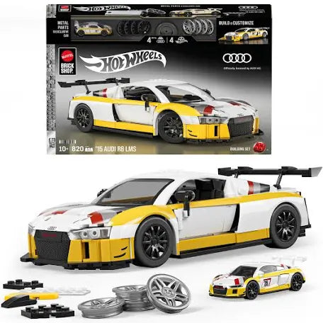 Mattel Brick Shop Hot Wheels Elite Series Building Set, ’15 Audi R8 LMS with 820 Pieces