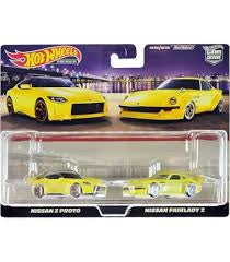 Hot Wheels Premium Car Culture Nissan Z 2-pack featuring a Nissan Z Proto and a Nissan Fairlady Z